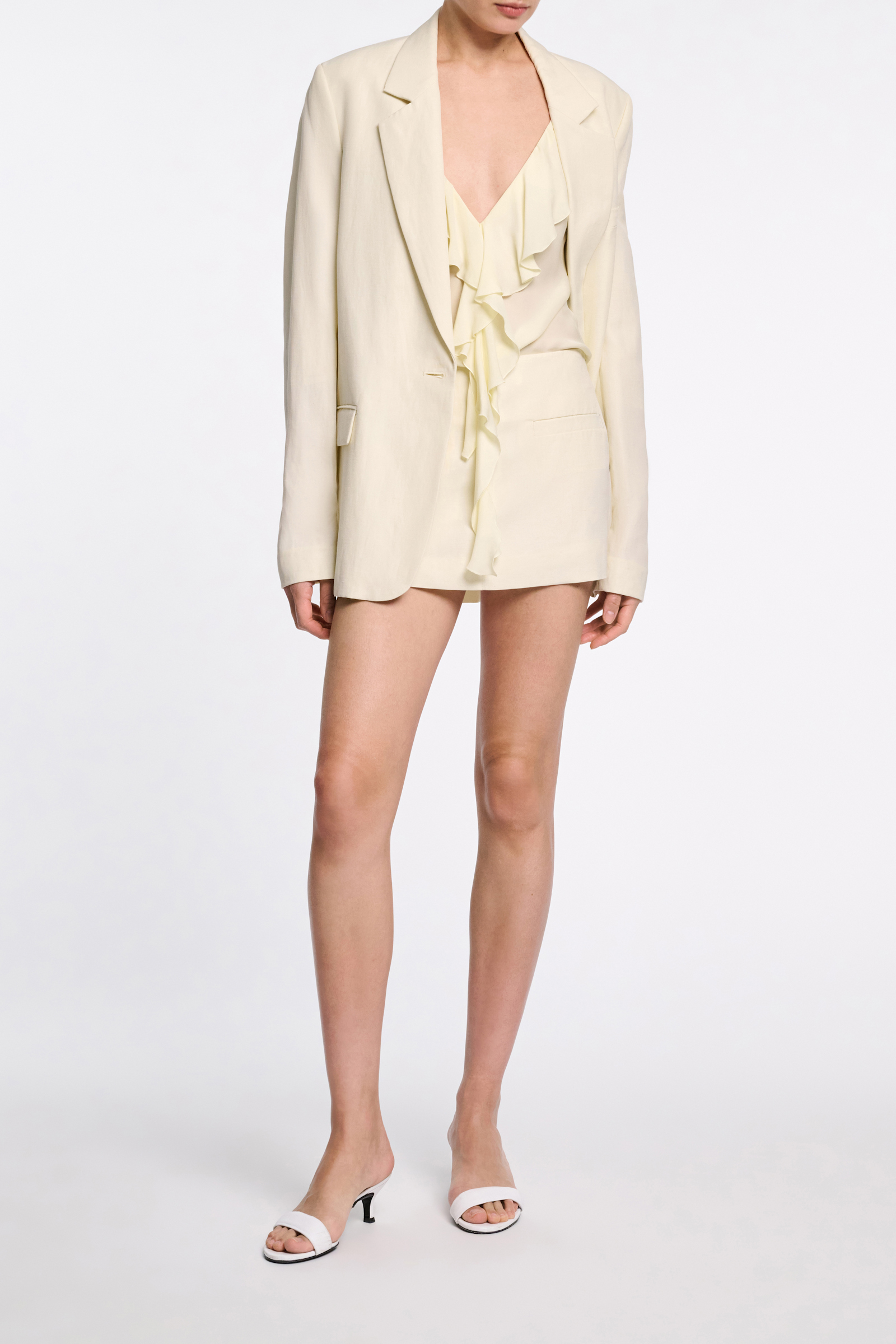 Dorothee Schumacher Technical linen mini skirt light lemon