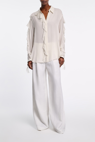 Dorothee Schumacher Technical linen wide leg pants pure white