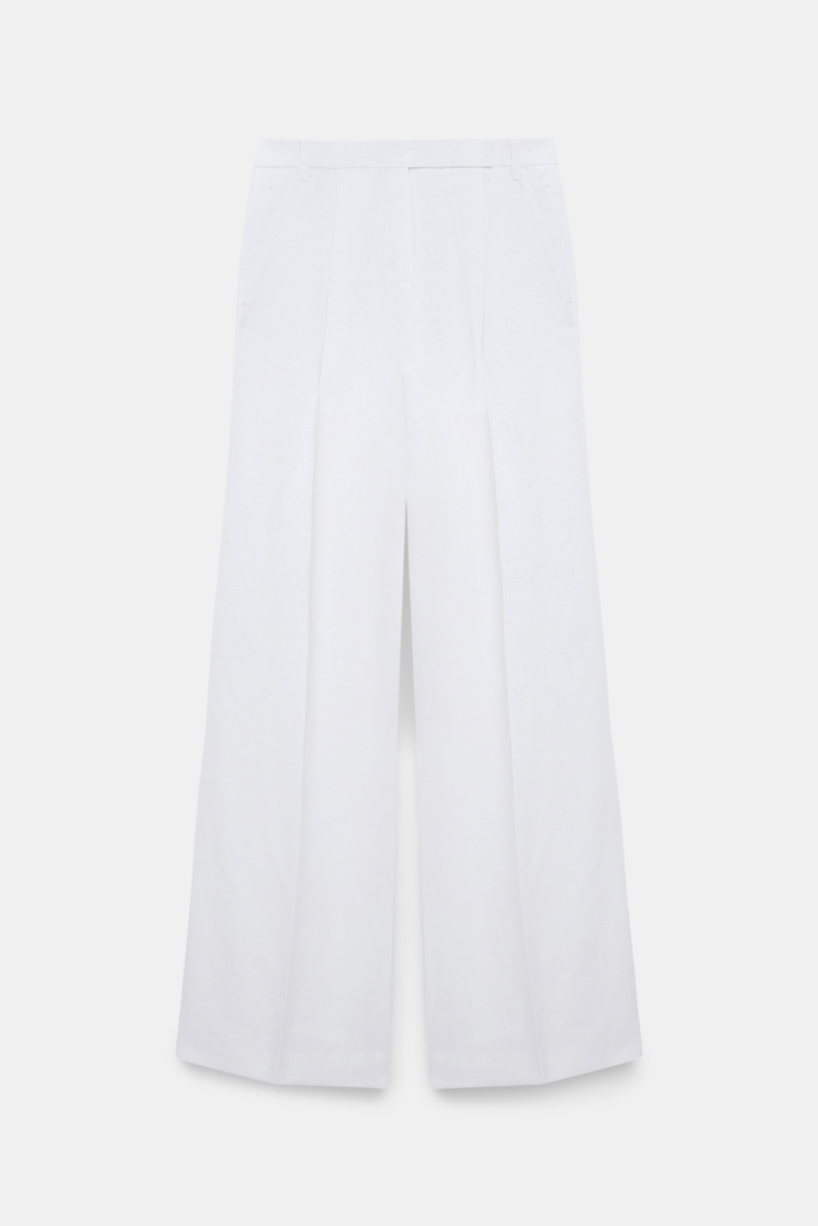 Dorothee Schumacher Hosen mit weitem Bein aus technischem Leinen pure white