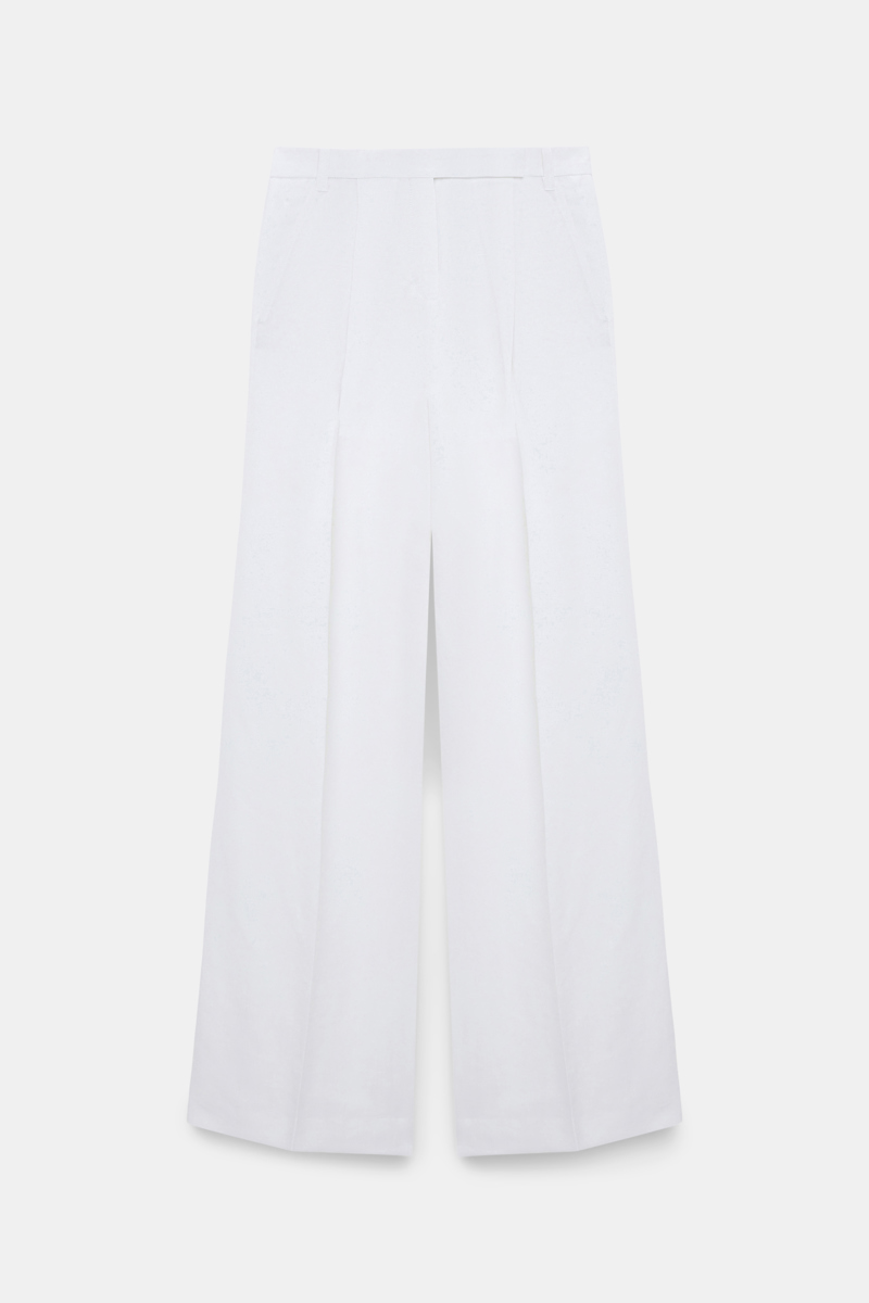 Dorothee Schumacher Wide Leg Pants In Punto Milano With Pintucks In White