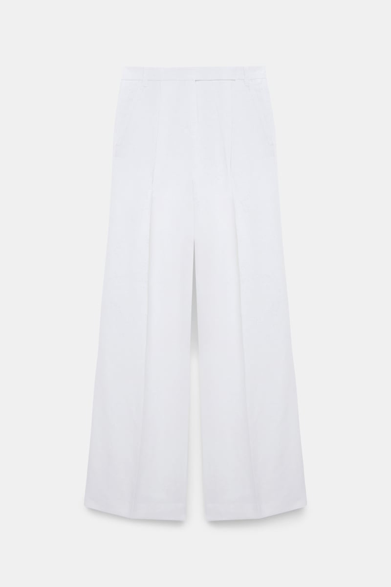 Dorothee Schumacher Wide Leg Pants In Punto Milano With Pintucks In White