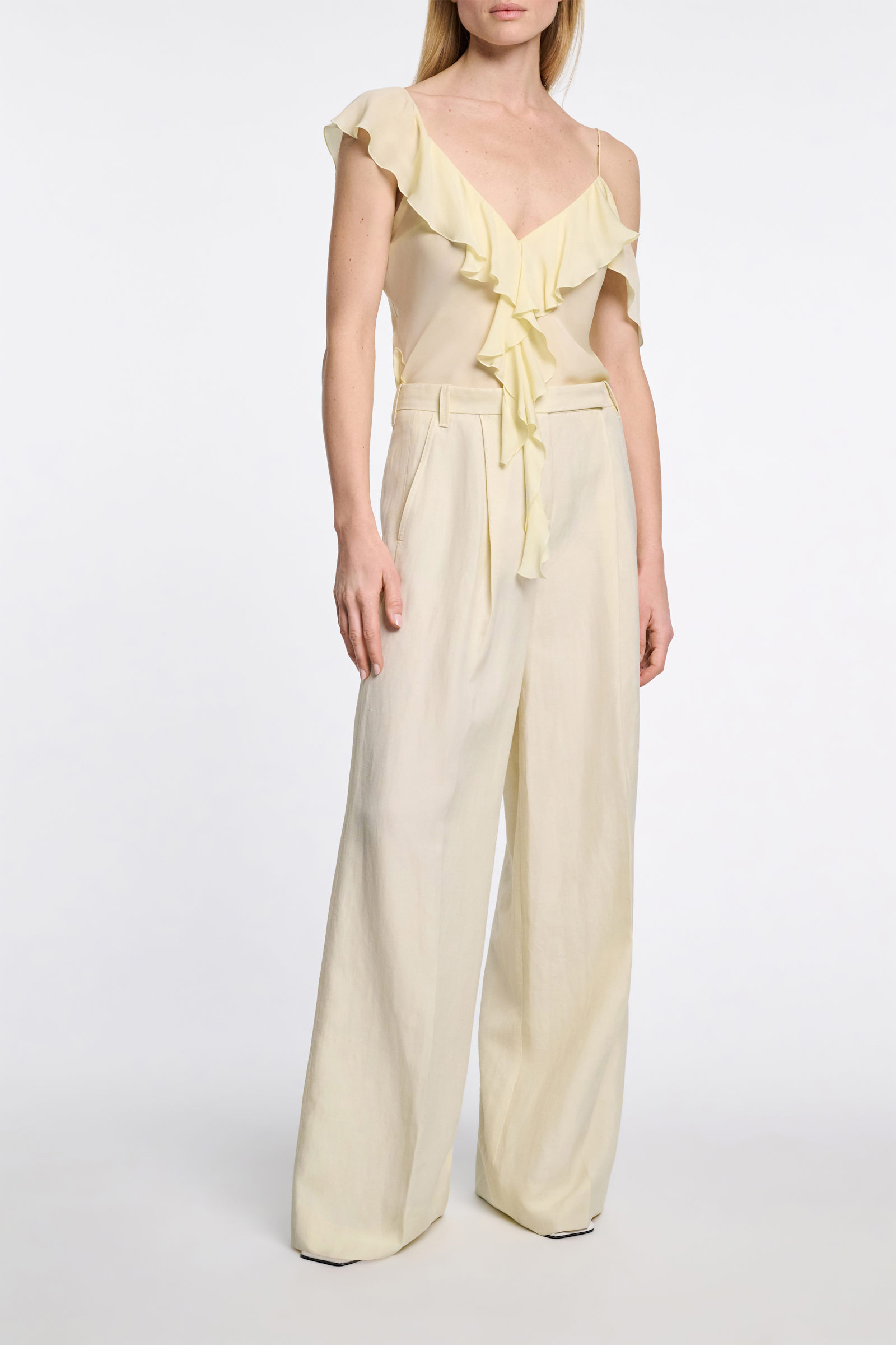 Dorothee Schumacher Technical linen wide leg pants light lemon