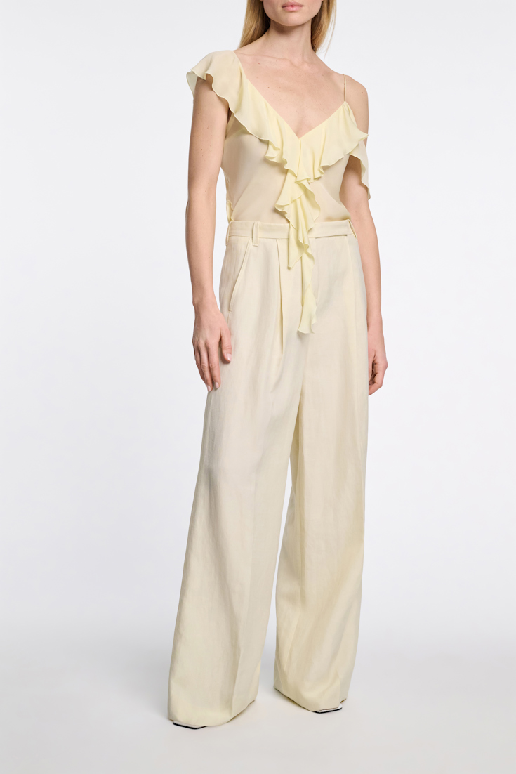 Dorothee Schumacher Technical linen wide leg pants light lemon