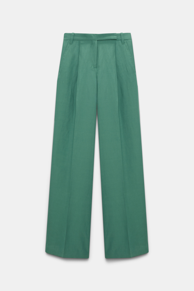 Dorothee Schumacher Technical Linen Wide Leg Pants In Green