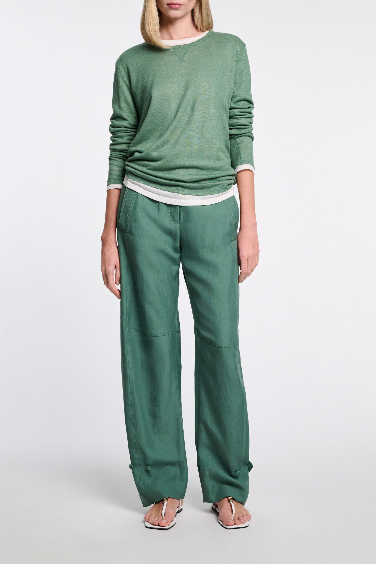 Dorothee Schumacher Technical linen O-leg pants jade