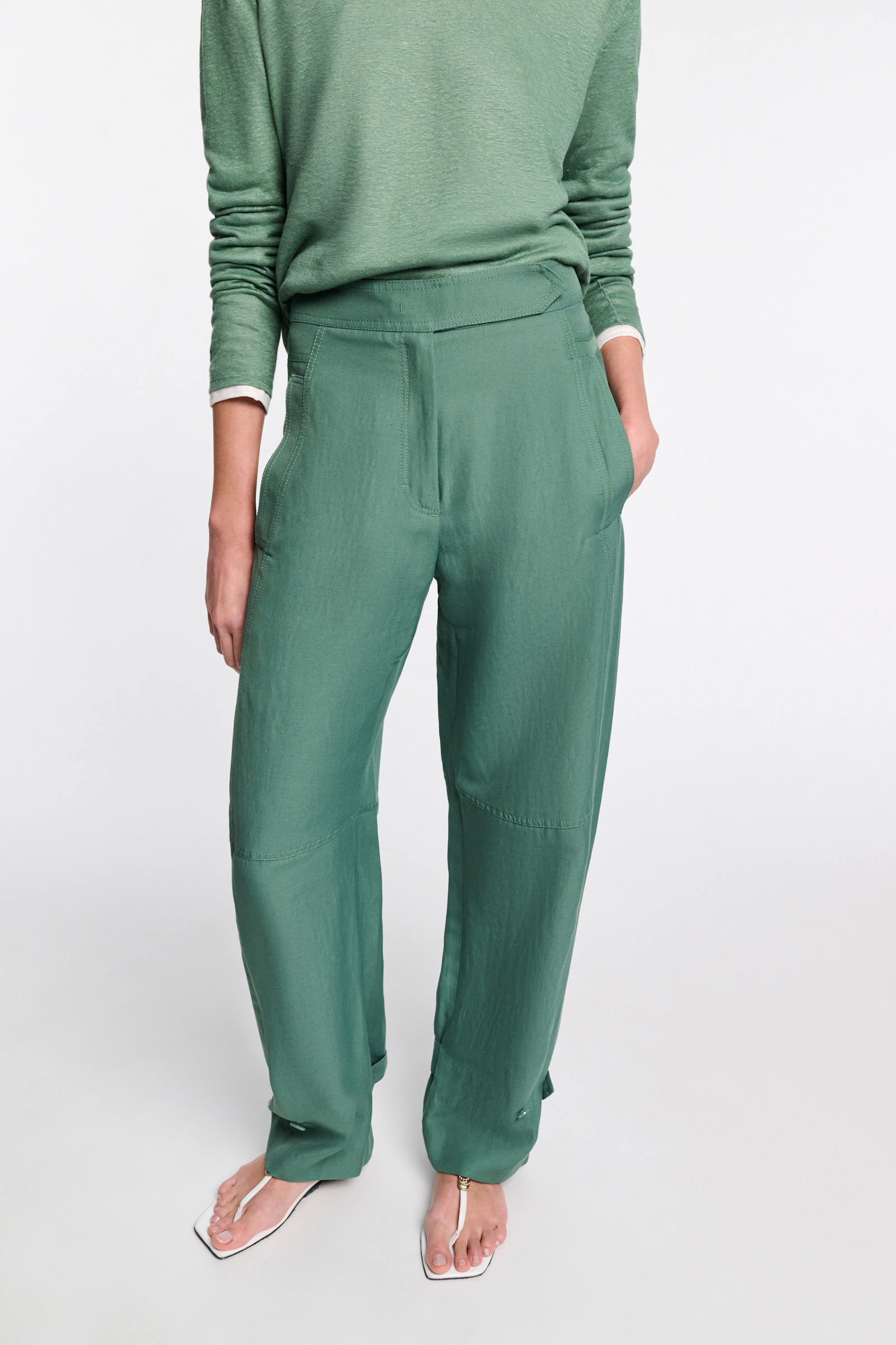 Dorothee Schumacher Technical linen O-leg pants jade