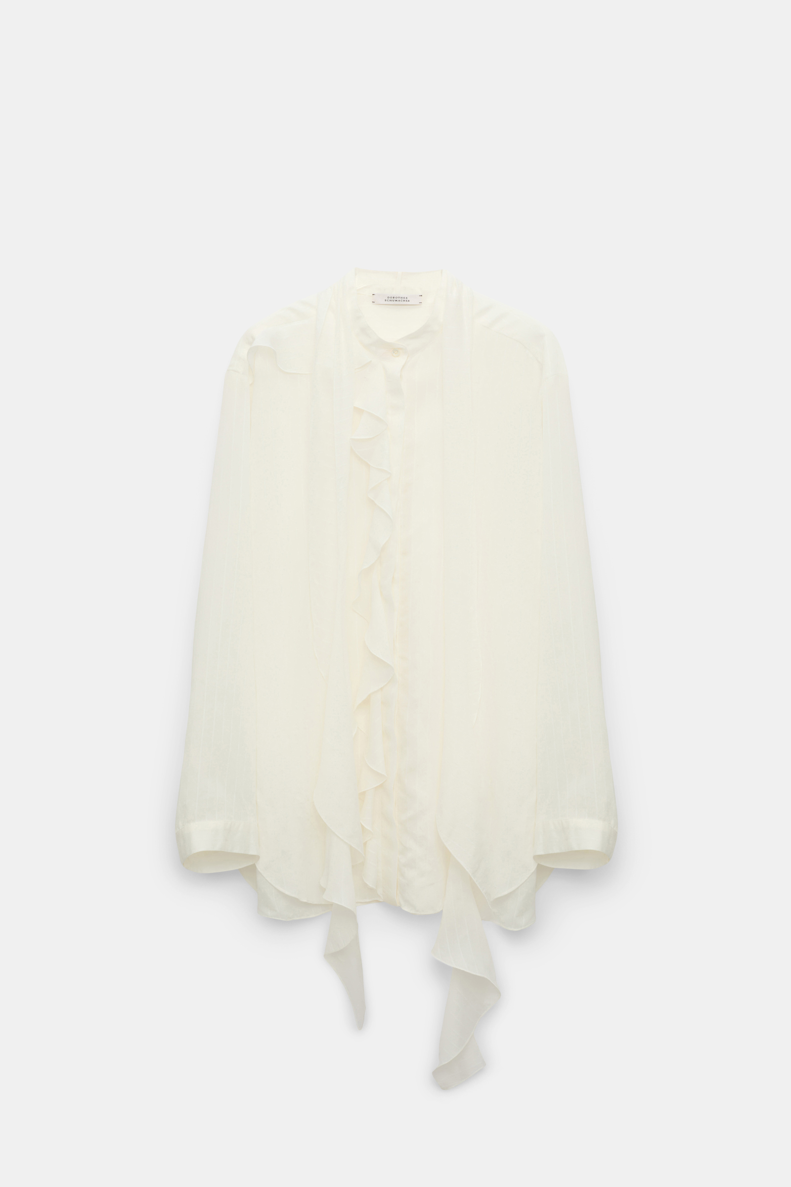 Dorothee Schumacher Striped blouse with scarf and ruffles pure white