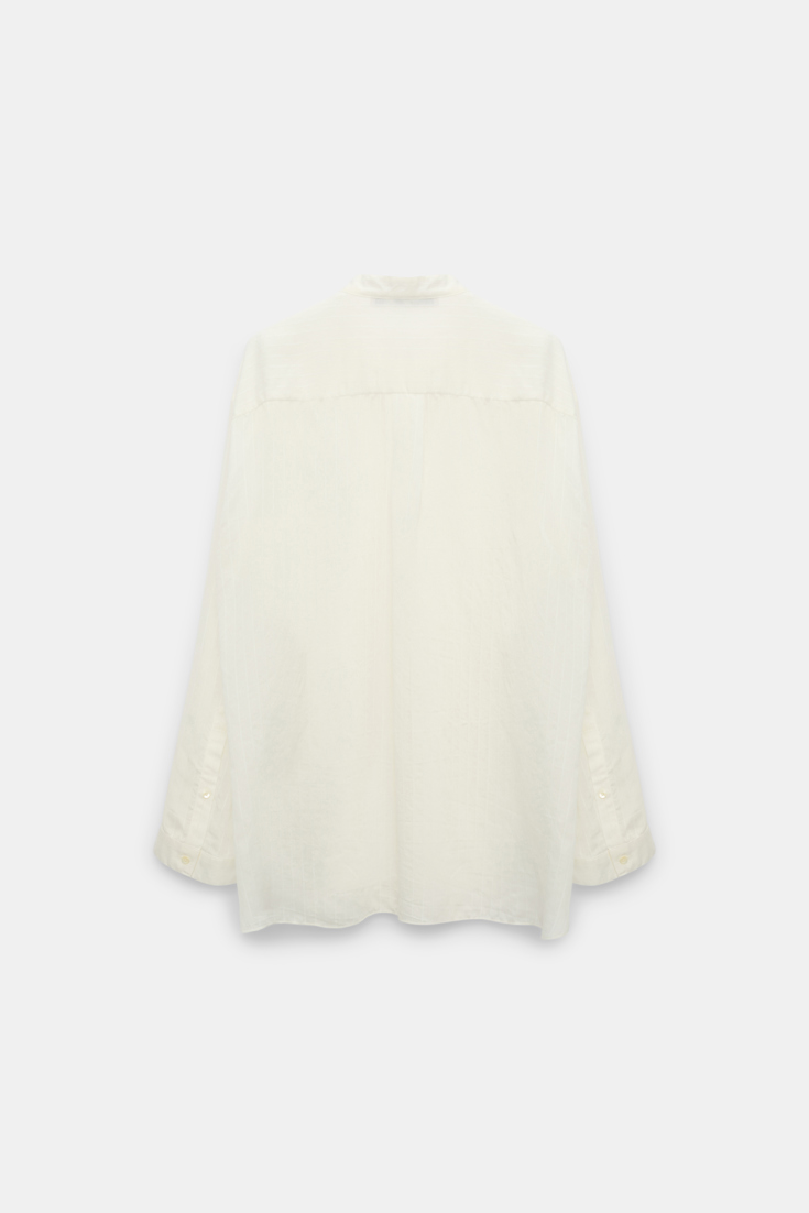 Dorothee Schumacher Striped blouse with scarf and ruffles pure white