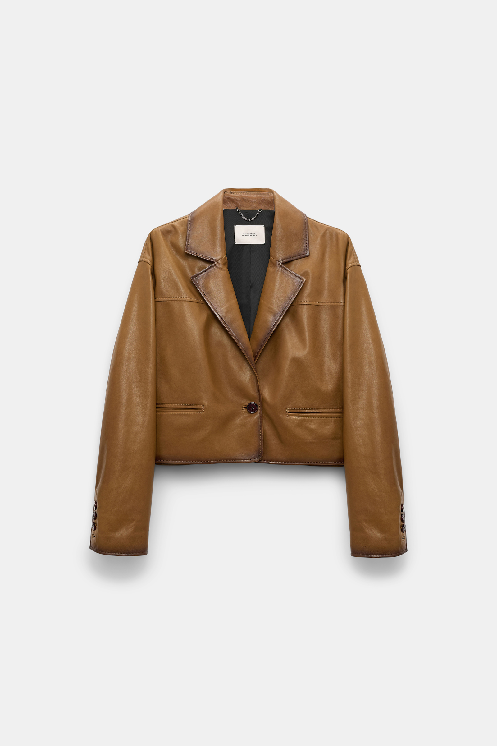 Dorothee Schumacher Verkürzter Blazer aus Lammleder tobacco