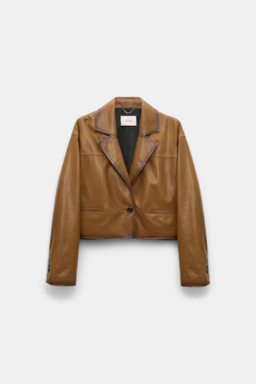 Dorothee Schumacher Cropped leather blazer tobacco