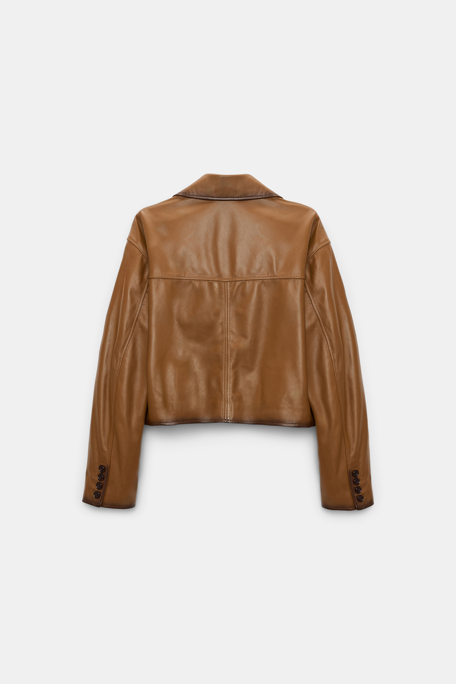 Dorothee Schumacher Verkürzter Blazer aus Lammleder tobacco