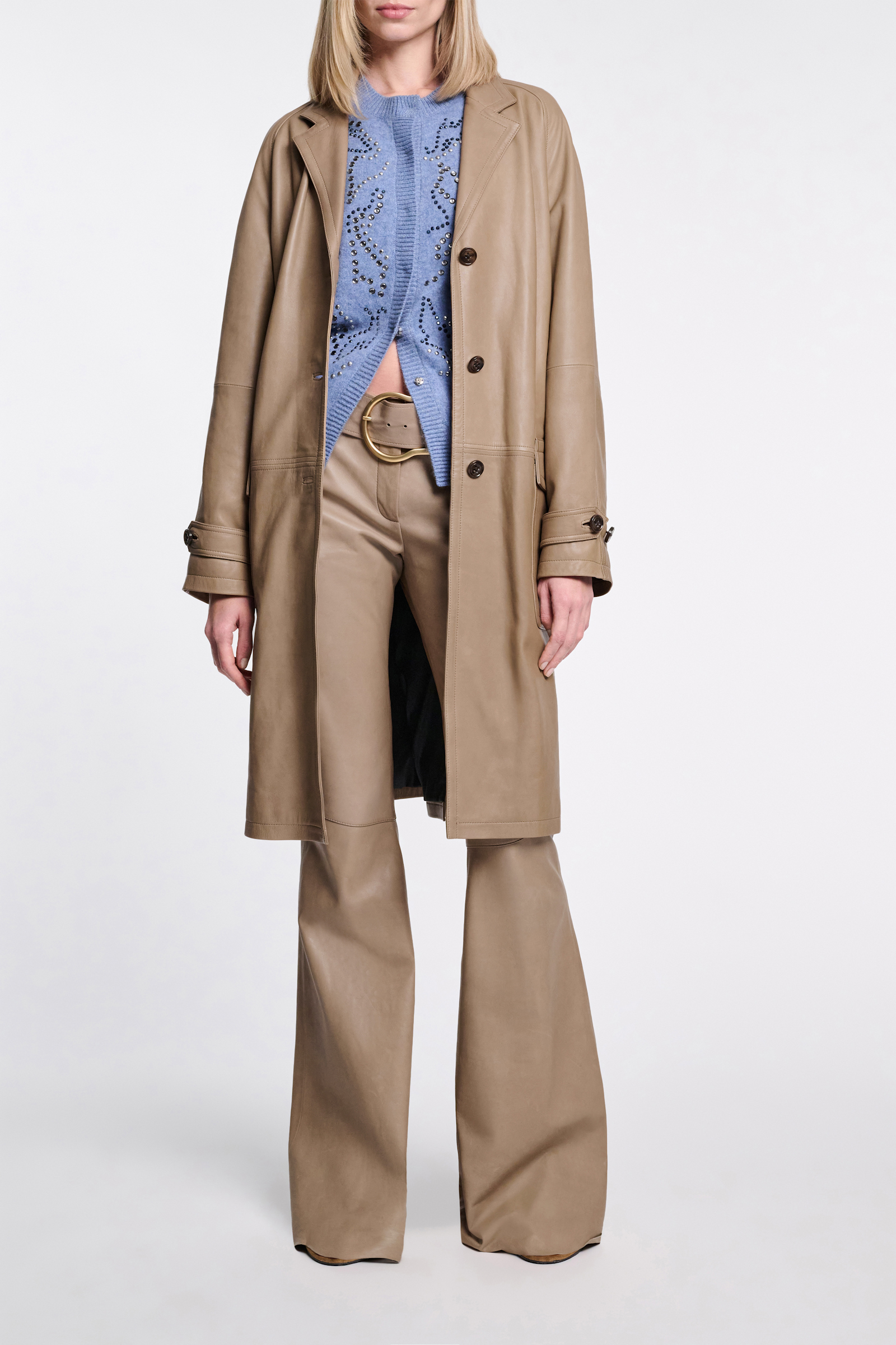 Dorothee Schumacher Flared lambskin pants dark sand