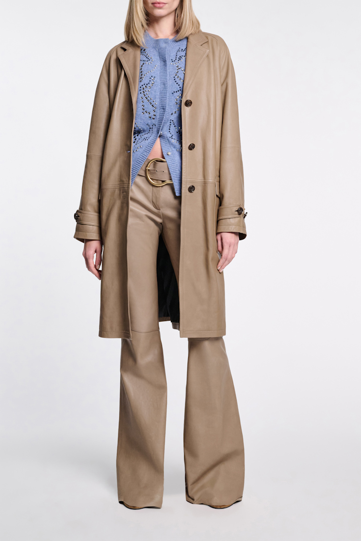 Dorothee Schumacher Flared lambskin pants dark sand