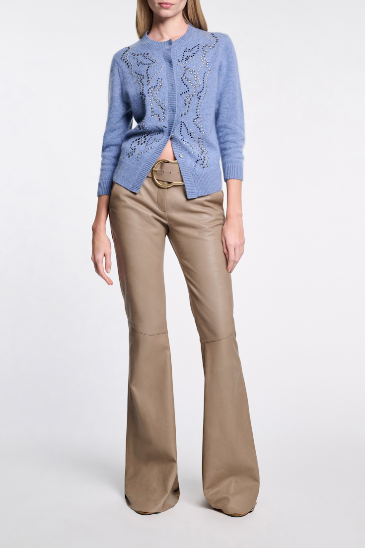 Dorothee Schumacher Flared lambskin pants dark sand