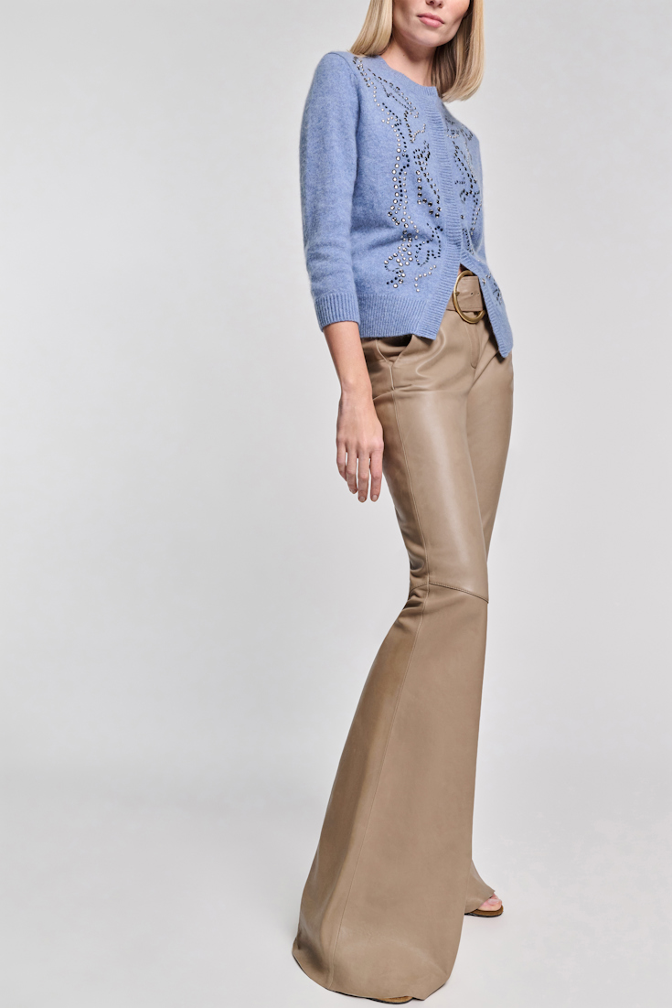 Dorothee Schumacher Flared lambskin pants dark sand