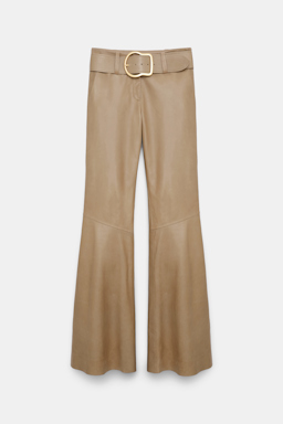 Dorothee Schumacher Flared lambskin pants dark sand