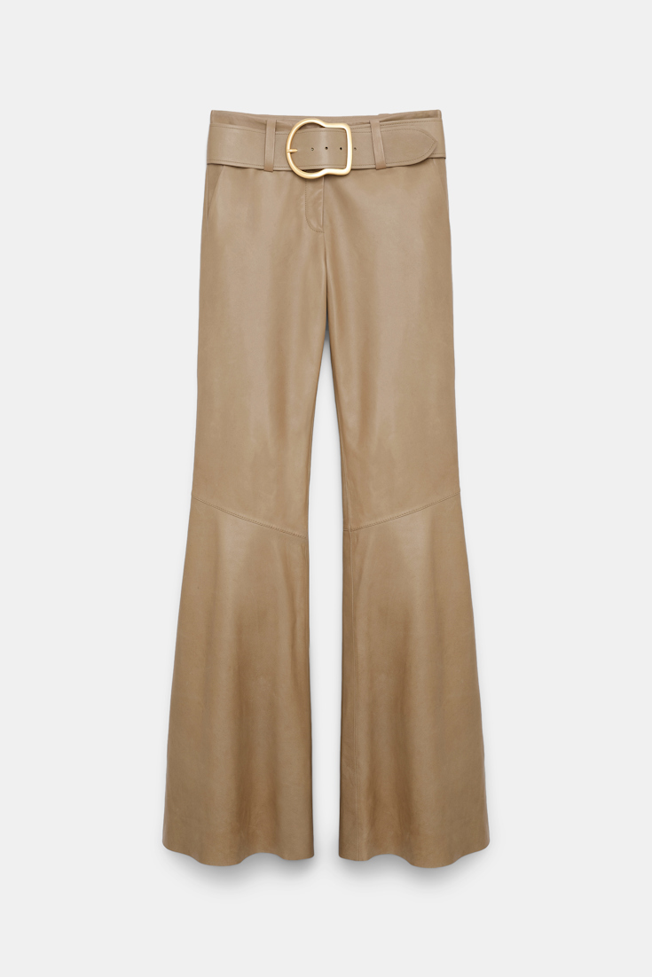 Dorothee Schumacher Flared lambskin pants dark sand