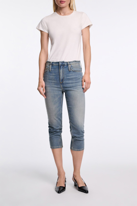 Dorothee Schumacher Fitted capri jeans with frayed waist vintage blue