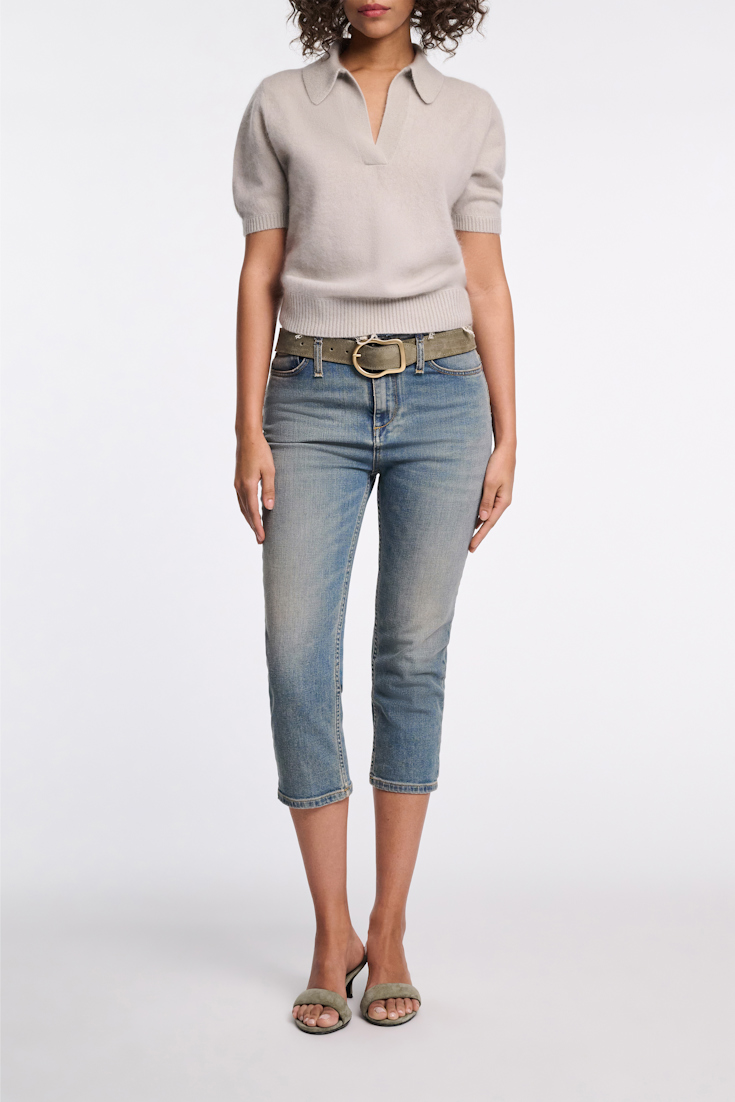 Dorothee Schumacher Fitted capri jeans with frayed waist vintage blue