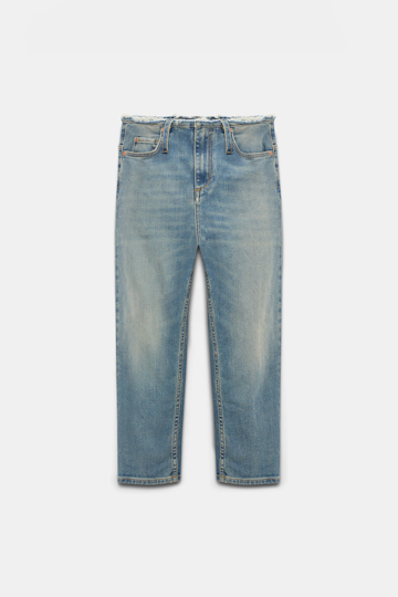 Dorothee Schumacher Fitted capri jeans with frayed waist vintage blue