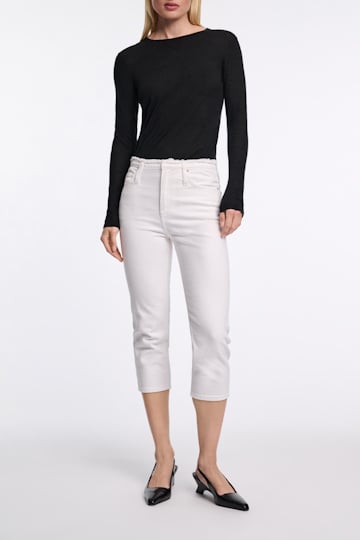 Dorothee Schumacher Fitted capri jeans with frayed waist pure white