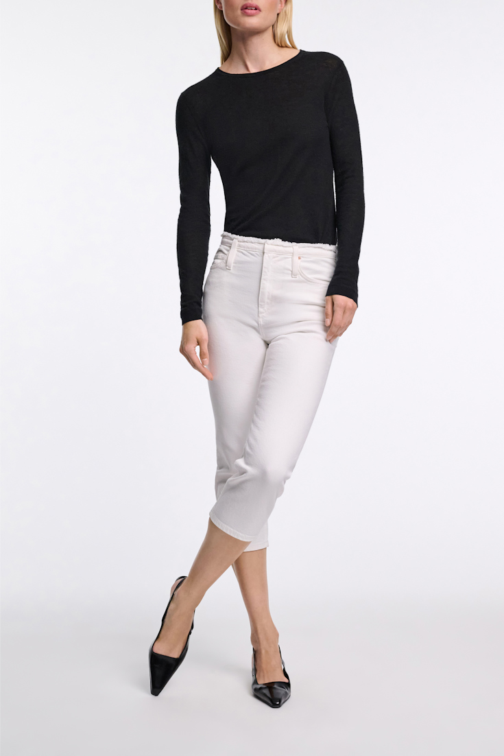 Dorothee Schumacher Fitted capri jeans with frayed waist pure white