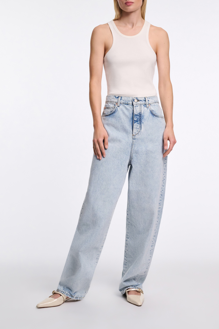 Dorothee Schumacher Peg waist tapered baggy jeans stone blue