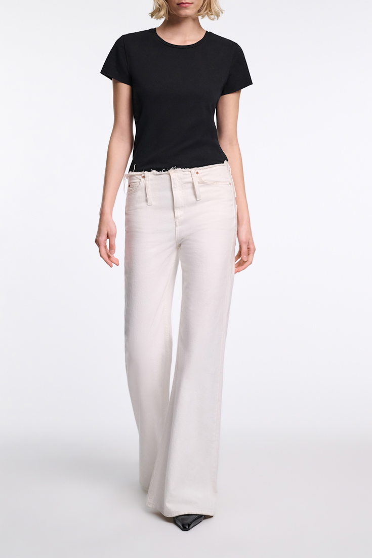 Dorothee Schumacher Wide leg jeans with frayed waist pure white