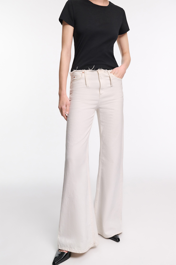 Dorothee Schumacher Wide leg jeans with frayed waist pure white