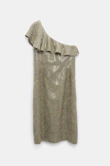 Dorothee Schumacher One shoulder sequin dress olive grey