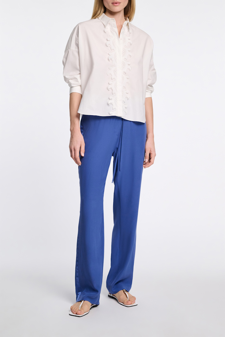 Dorothee Schumacher Satin drawstring pants milky cornflower