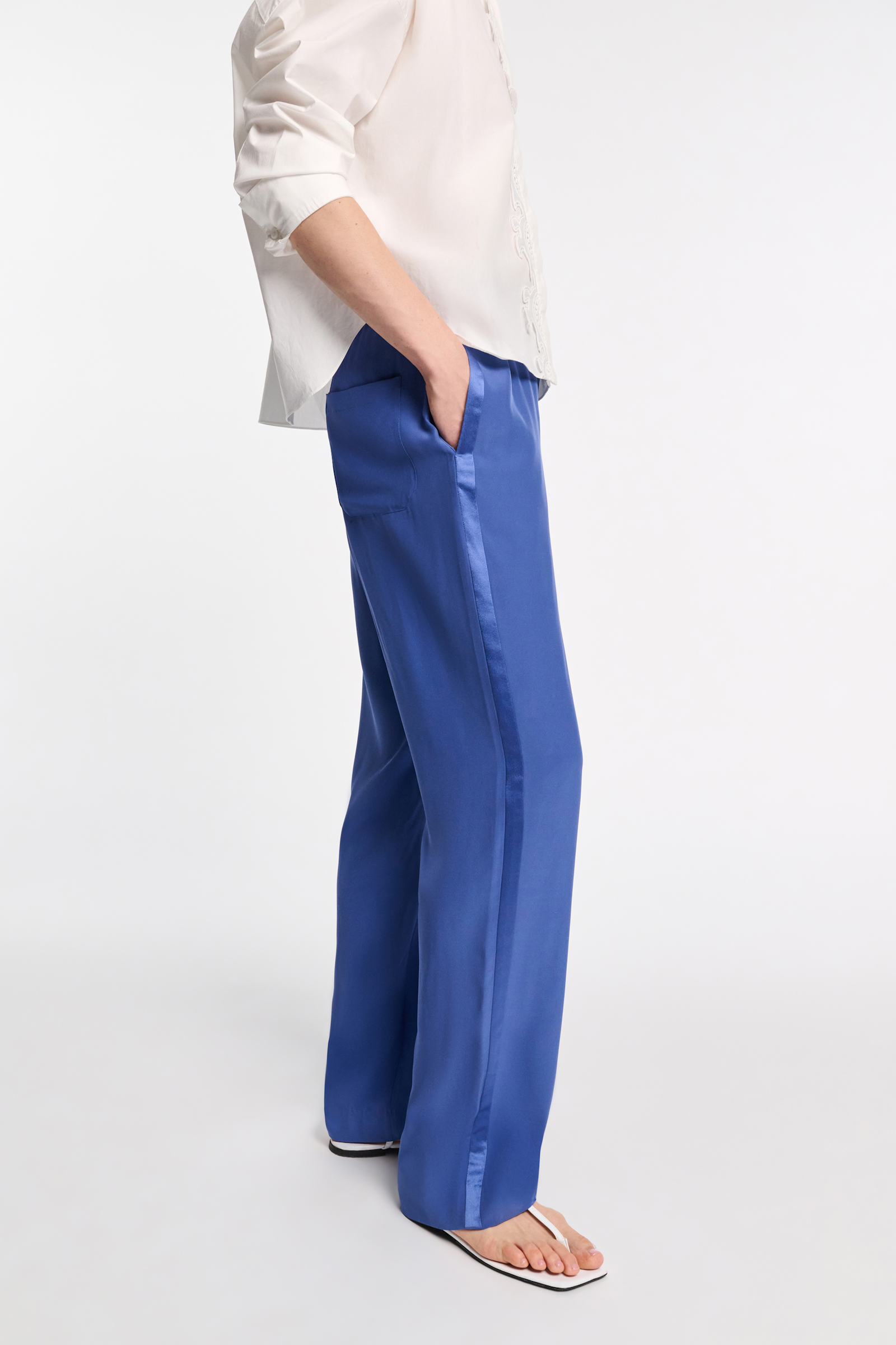 Dorothee Schumacher Satin drawstring pants milky cornflower