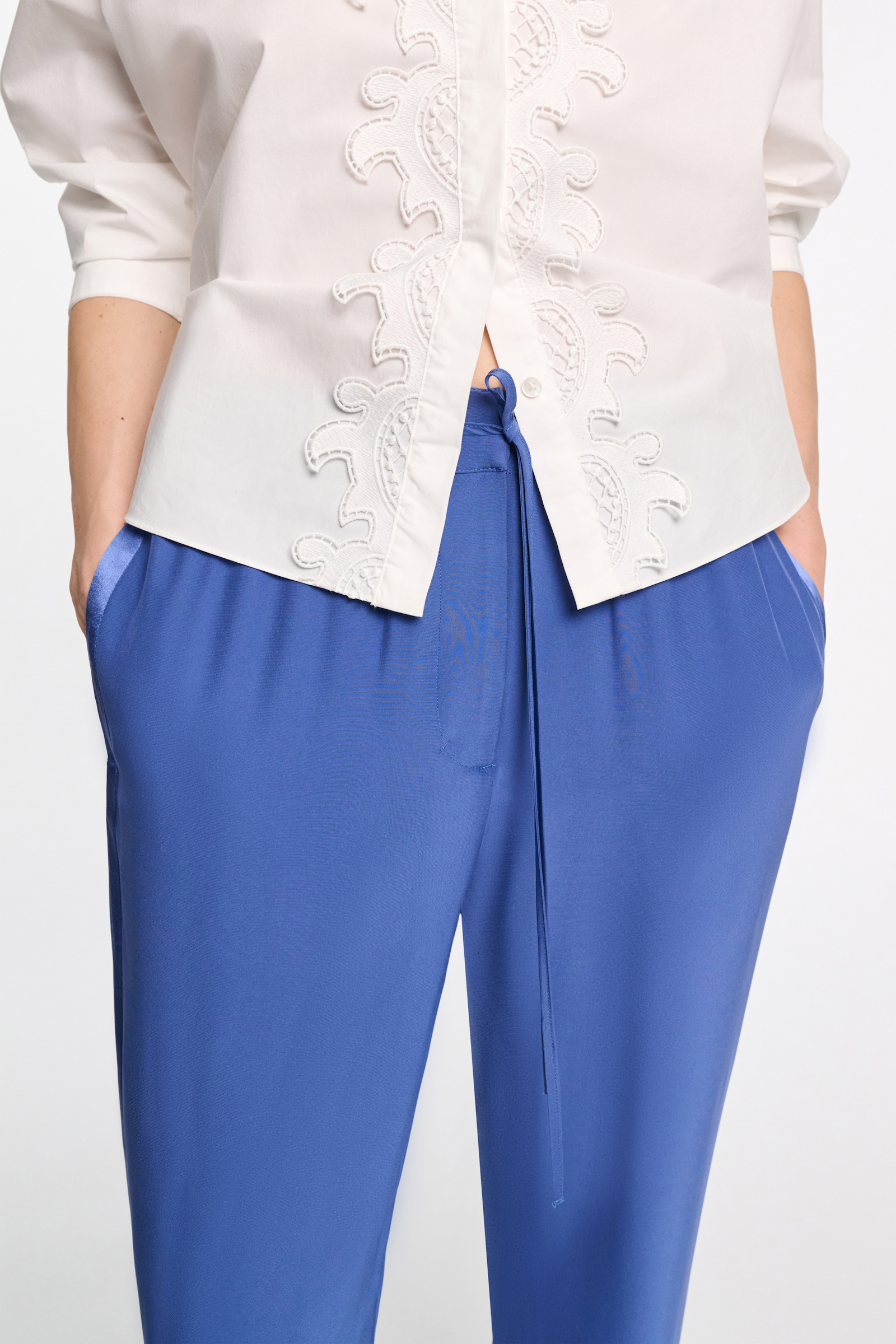 Dorothee Schumacher Satin drawstring pants milky cornflower