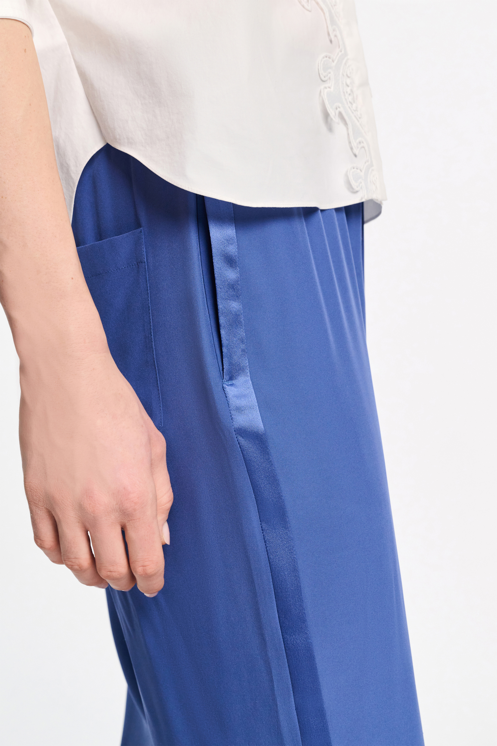 Dorothee Schumacher Satin drawstring pants milky cornflower