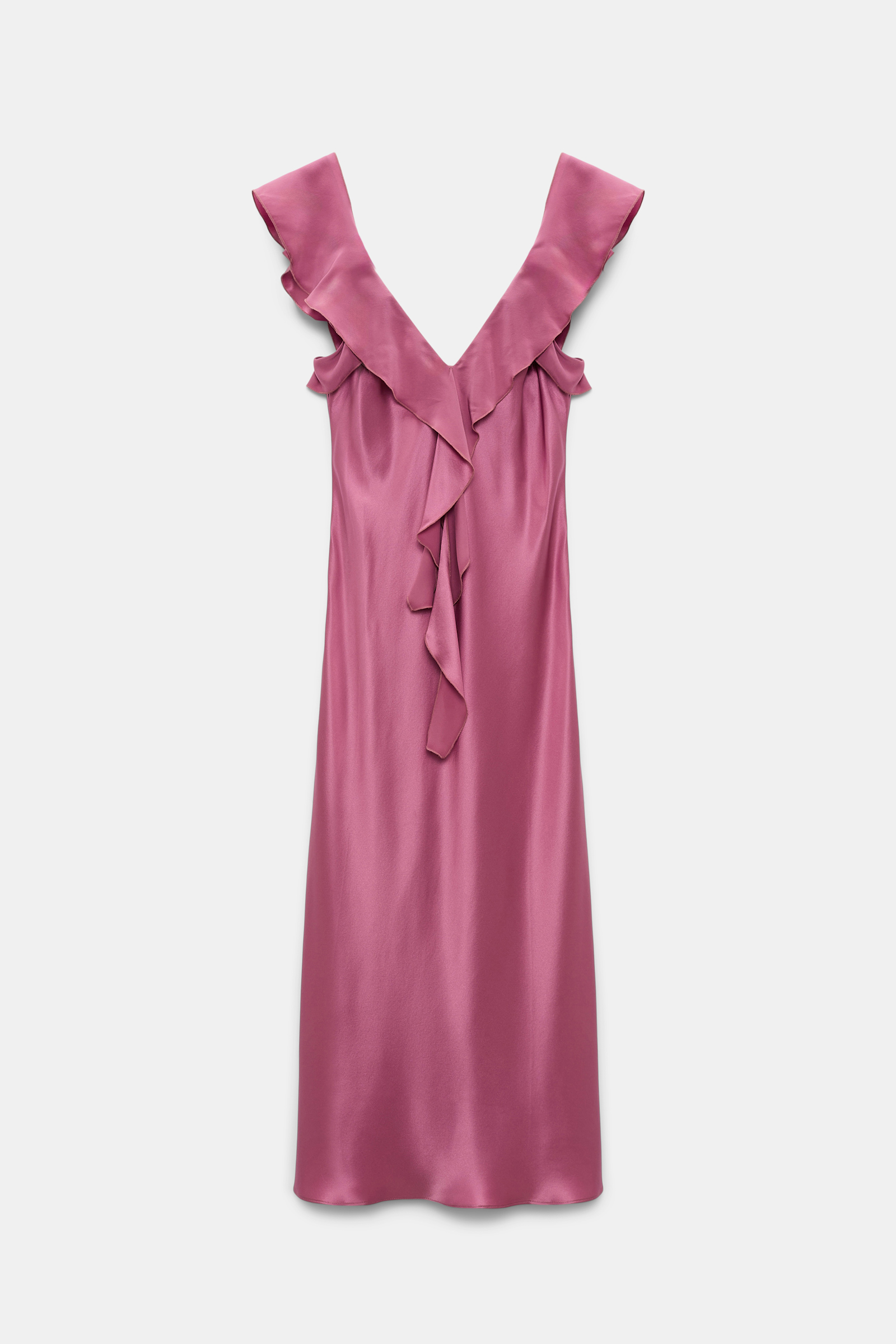 Dorothee Schumacher Silk satin dress with ruffles light crocus