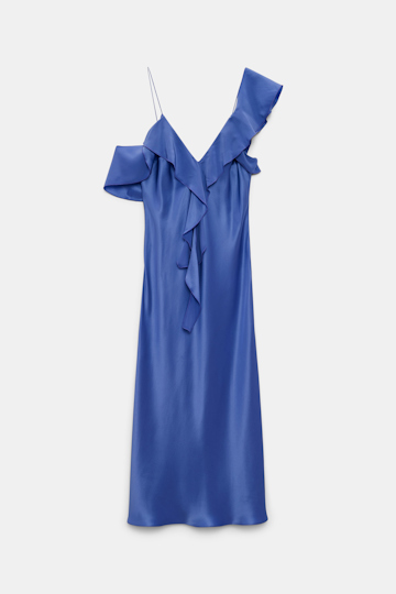 Dorothee Schumacher Silk satin dress with ruffles milky cornflower
