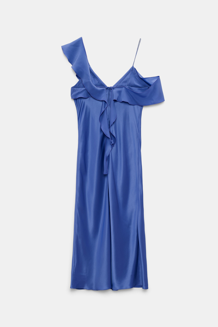Dorothee Schumacher Silk satin dress with ruffles milky cornflower