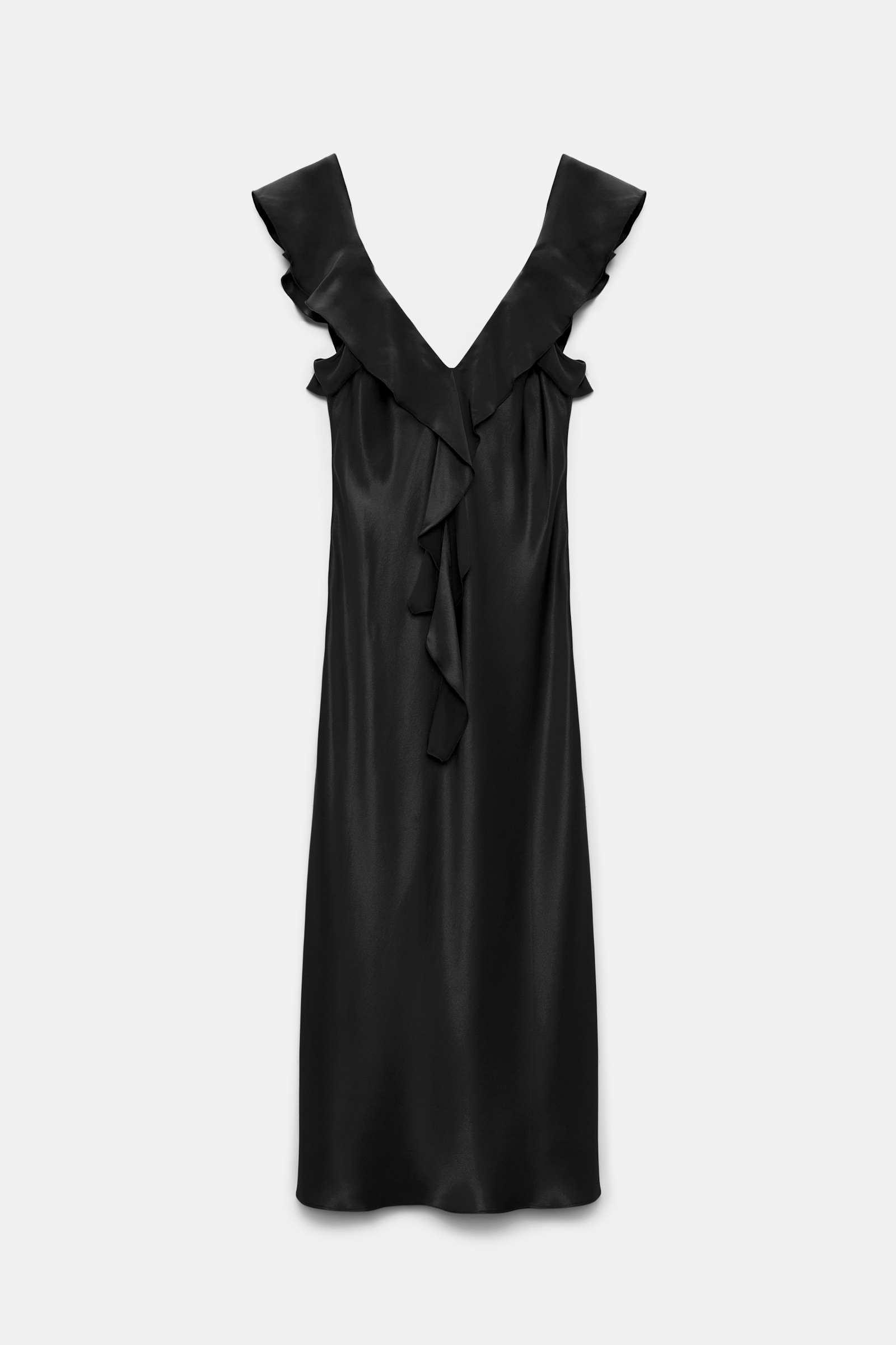 Dorothee Schumacher Silk satin dress with ruffles pure black