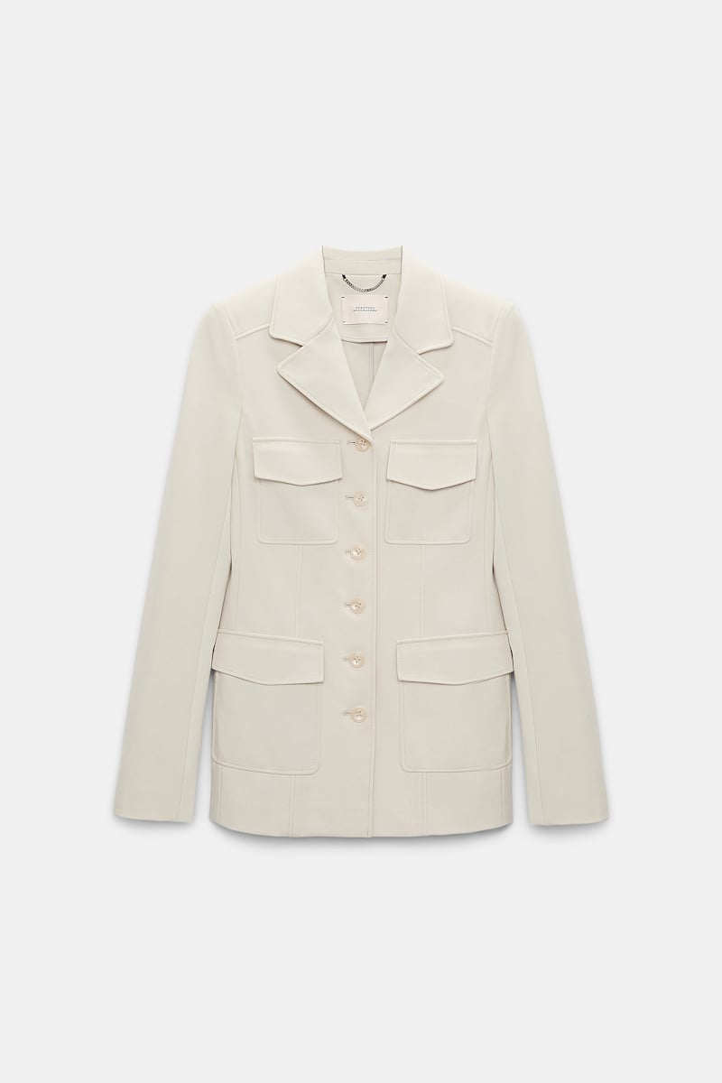 Shop Dorothee Schumacher Punto Milano Buttoned Blazer In White