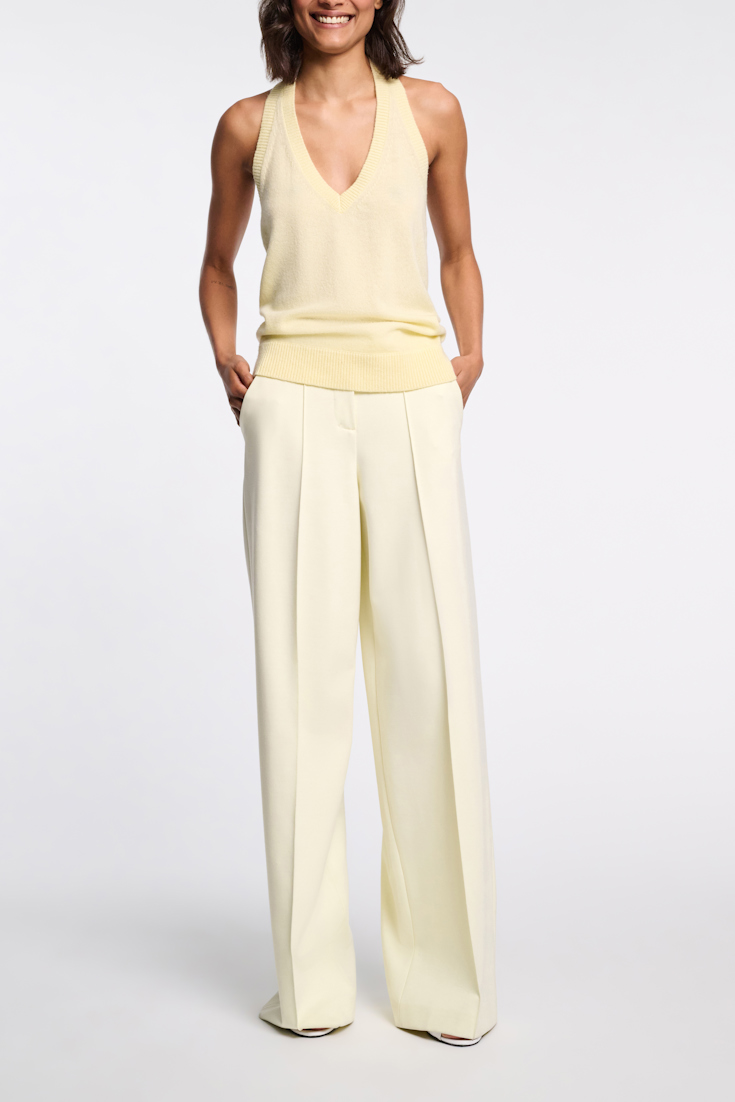 Dorothee Schumacher Punto Milano wide leg pants light lemon
