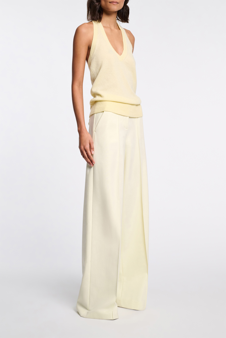 Dorothee Schumacher Punto Milano wide leg pants light lemon