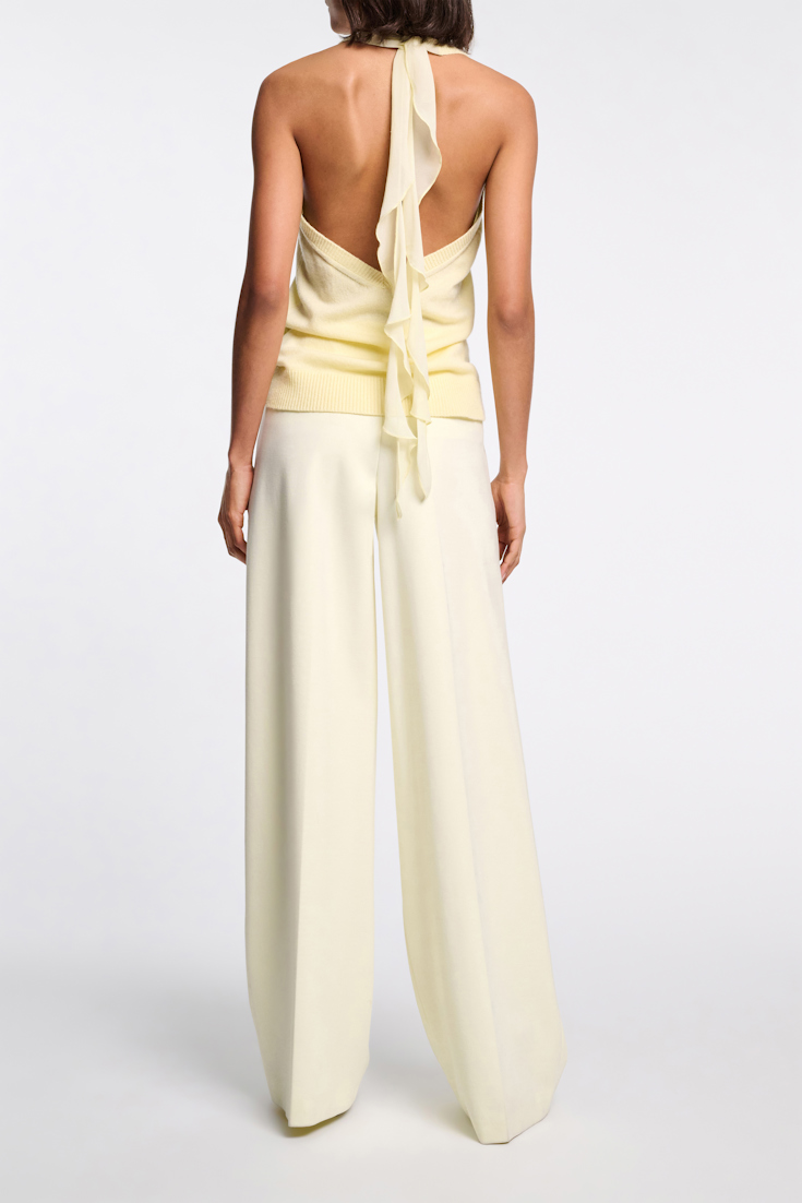 Dorothee Schumacher Punto Milano wide leg pants light lemon