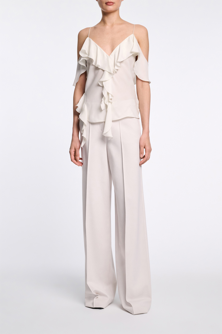 Dorothee Schumacher Hose aus Punto Milano mit weitem Bein shadow white