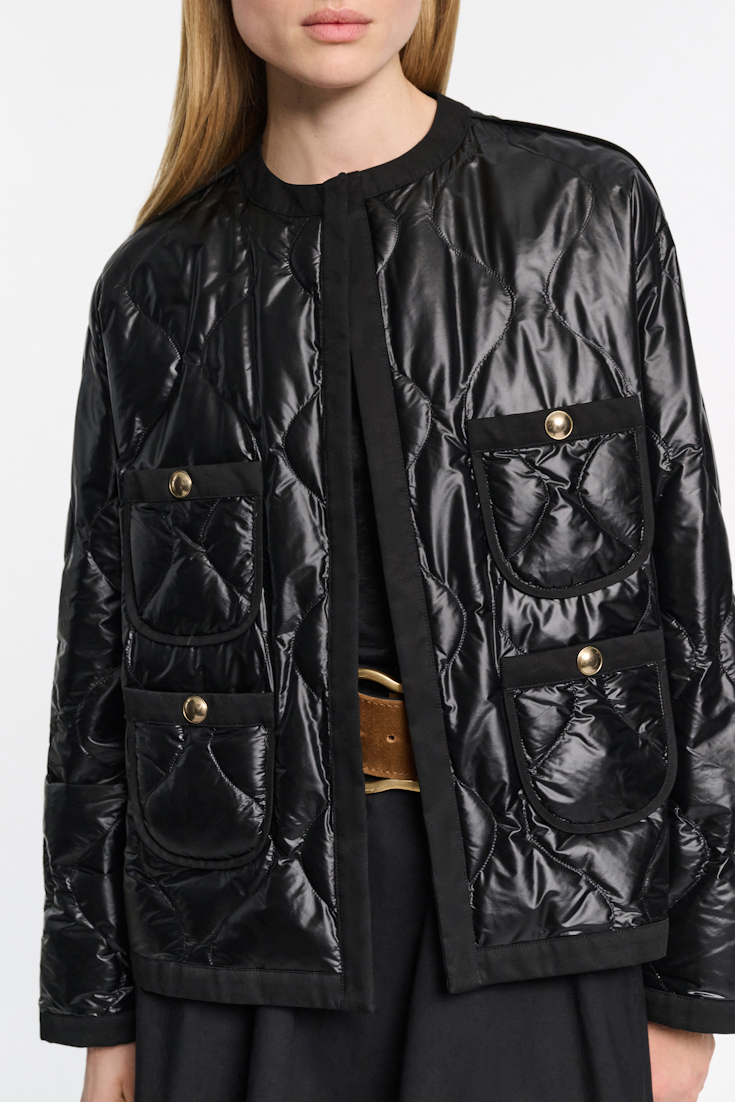 Dorothee Schumacher Pack-away quilted nylon jacket pure black
