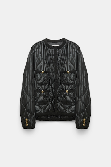 Dorothee Schumacher Pack-away quilted nylon jacket pure black