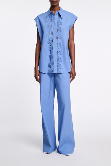 Dorothee Schumacher Relaxed cotton poplin pants azure blue
