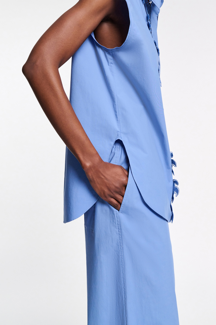 Dorothee Schumacher Hose aus Baumwoll-Popeline azure blue