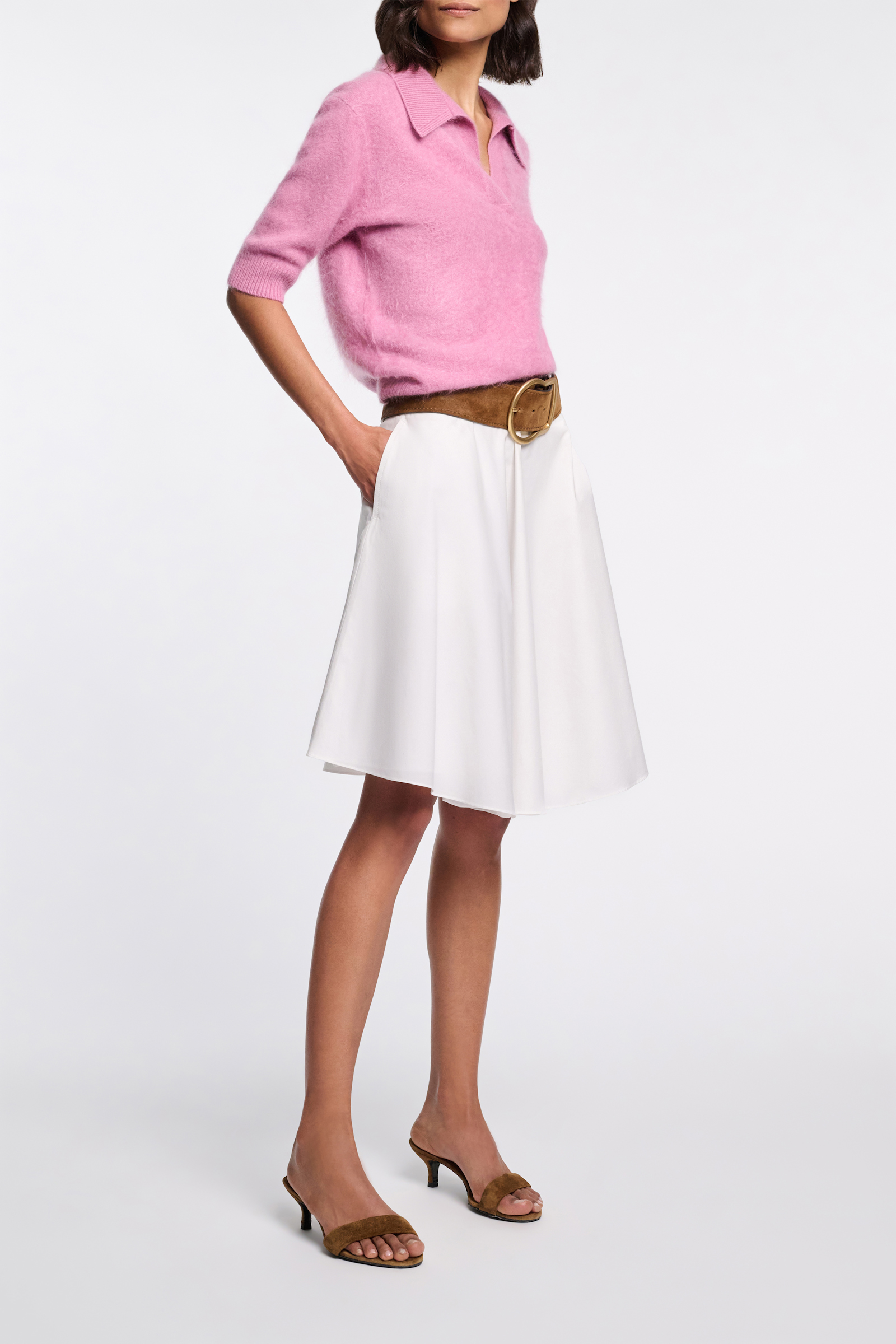 Dorothee Schumacher Cotton poplin swing skirt pure white
