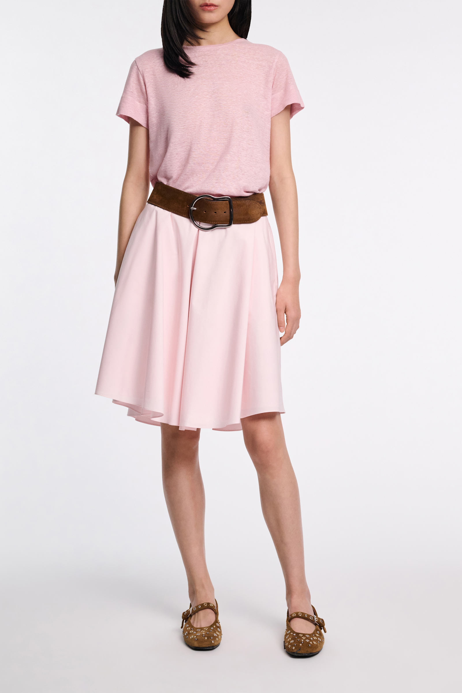 Dorothee Schumacher Cotton poplin swing skirt shadow rose