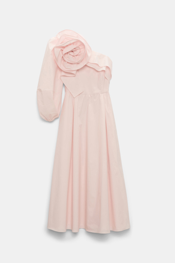 Dorothee Schumacher Asymmetric cotton poplin dress with XL flower shadow rose